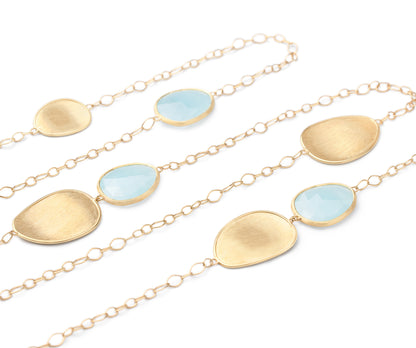 Marco Bicego's 18K Yellow Gold Lunaria Aquamarine Necklace