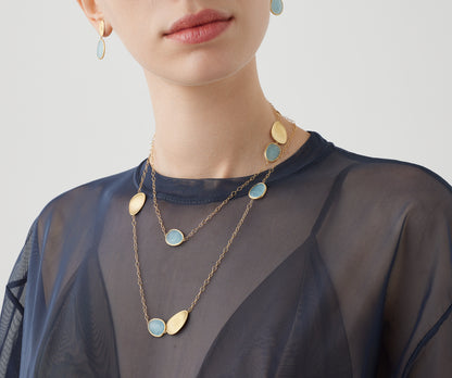 Marco Bicego's 18K Yellow Gold Lunaria Aquamarine Necklace