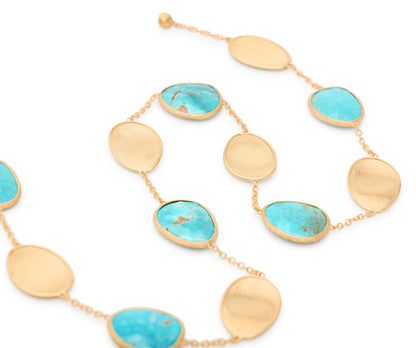 Marco Bicego's 18K Yellow Gold Lunaria Mexican Turquoise Necklace