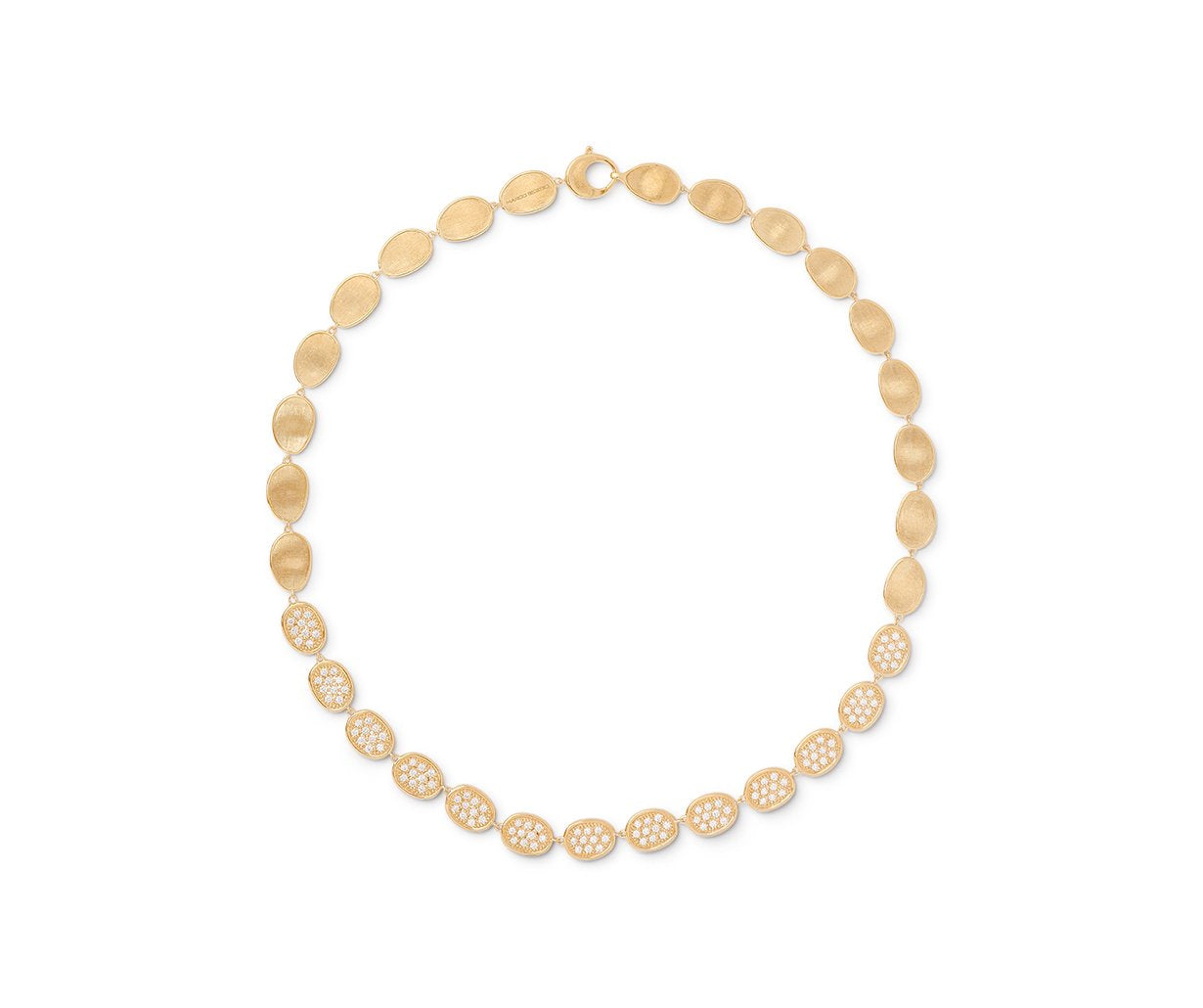 Marco Bicego's 18K Yellow Gold Lunaria Diamond Satin Petal Necklace