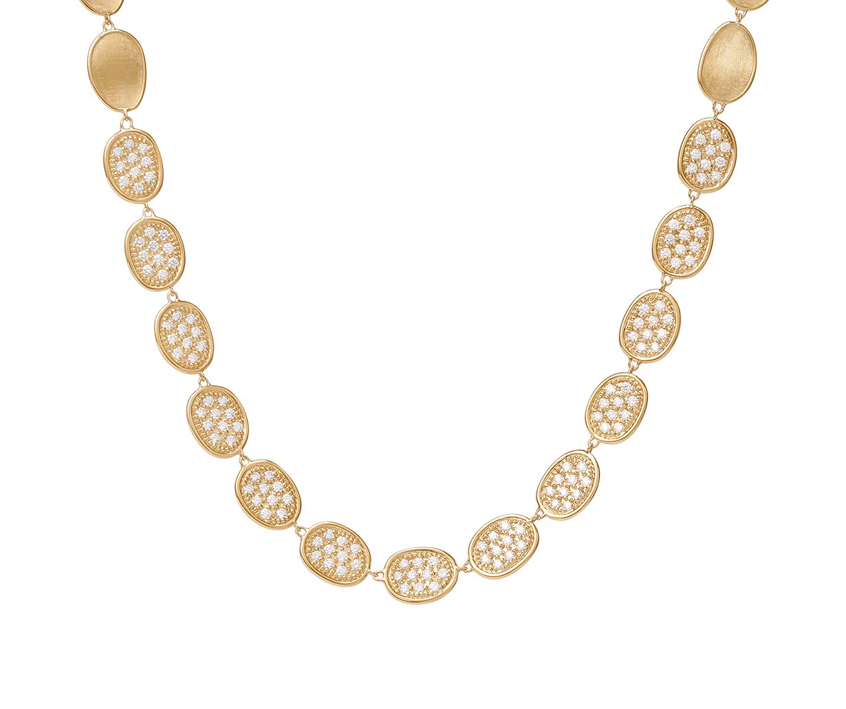 Marco Bicego's 18K Yellow Gold Lunaria Diamond Satin Petal Necklace
