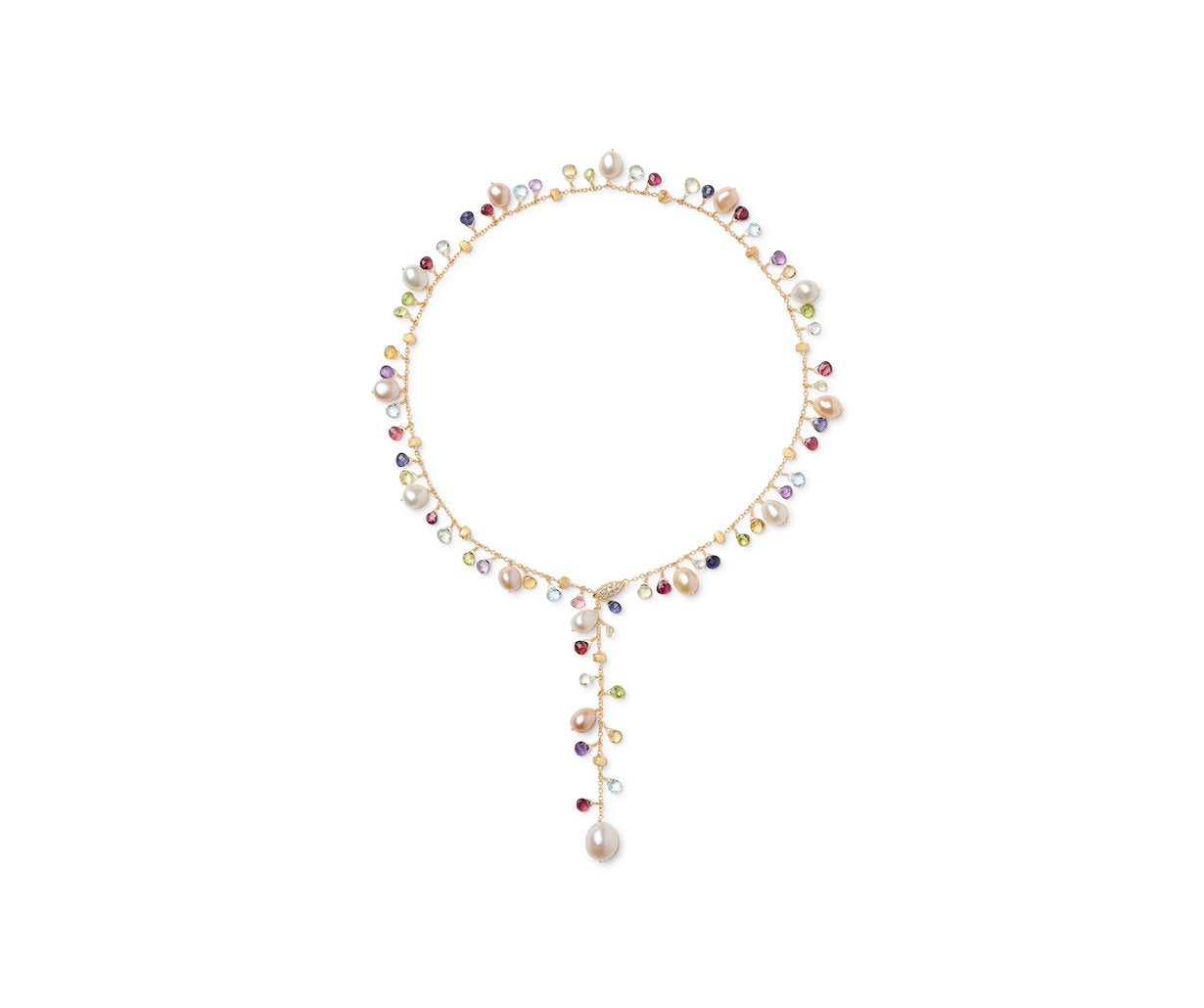 Marco Bicego's 18K Yellow Gold Paradise Gemstone, Pearl & Diamond Lariat Necklace