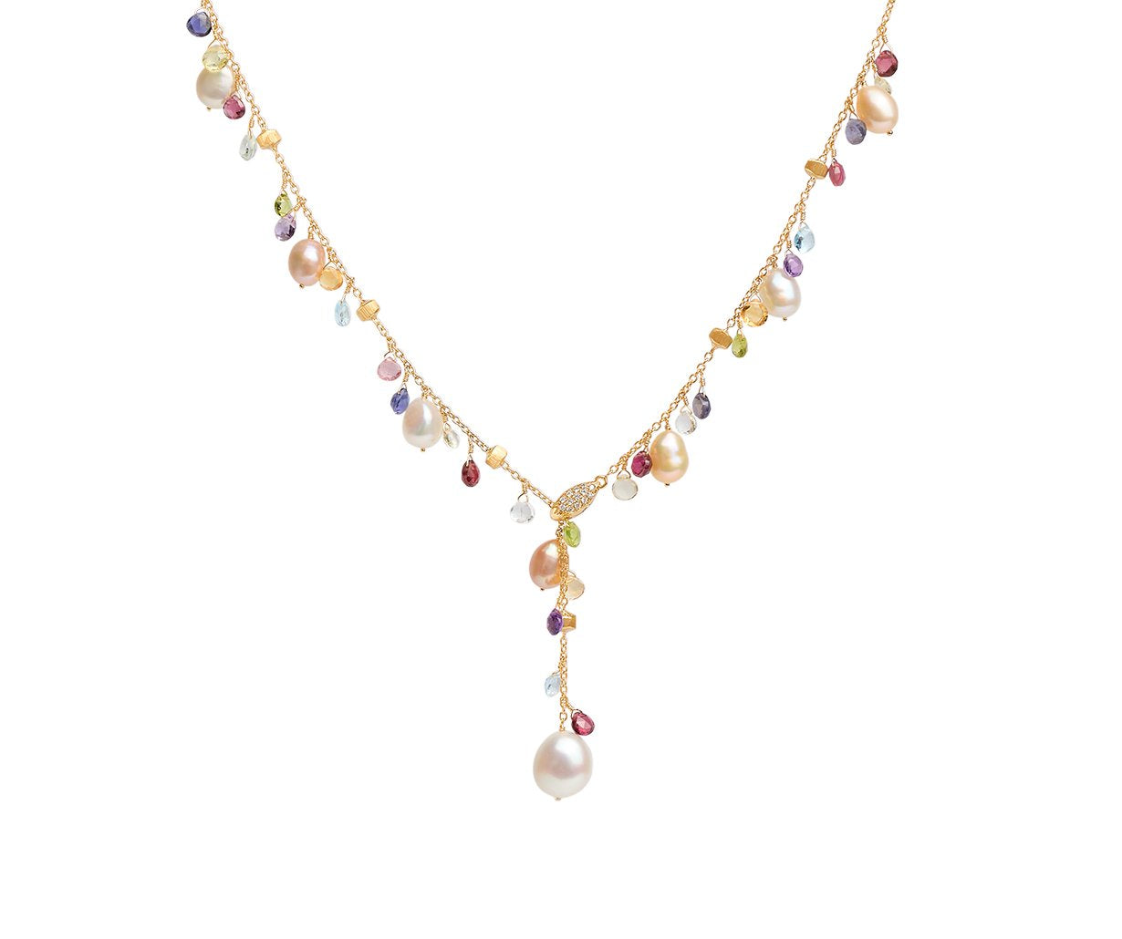 Marco Bicego's 18K Yellow Gold Paradise Gemstone, Pearl & Diamond Lariat Necklace