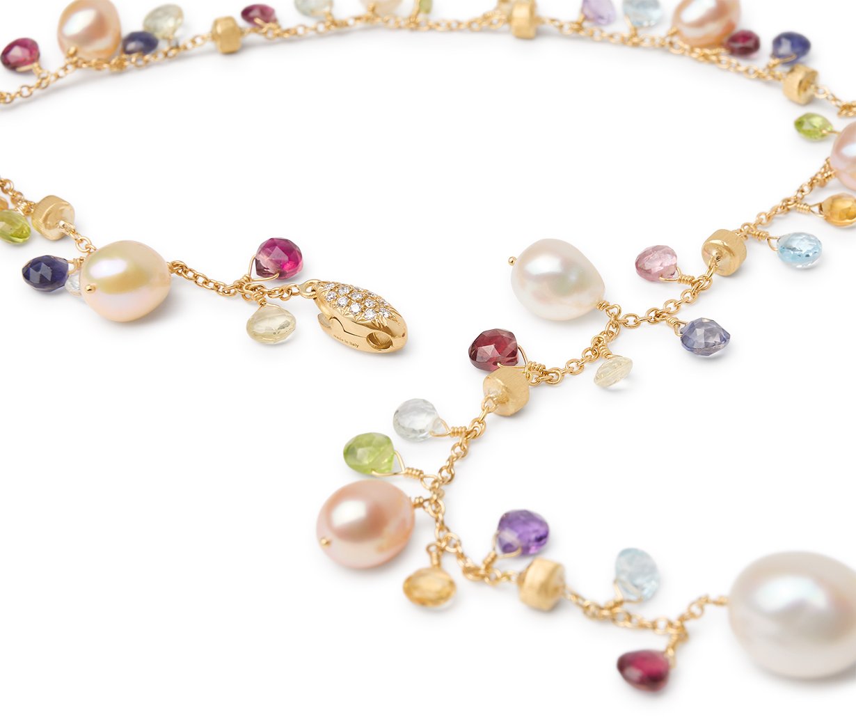 Marco Bicego's 18K Yellow Gold Paradise Gemstone, Pearl & Diamond Lariat Necklace