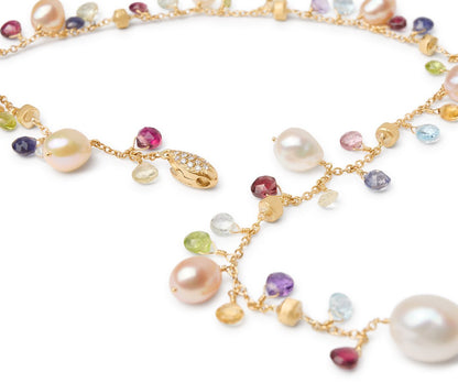 Marco Bicego's 18K Yellow Gold Paradise Gemstone, Pearl & Diamond Lariat Necklace