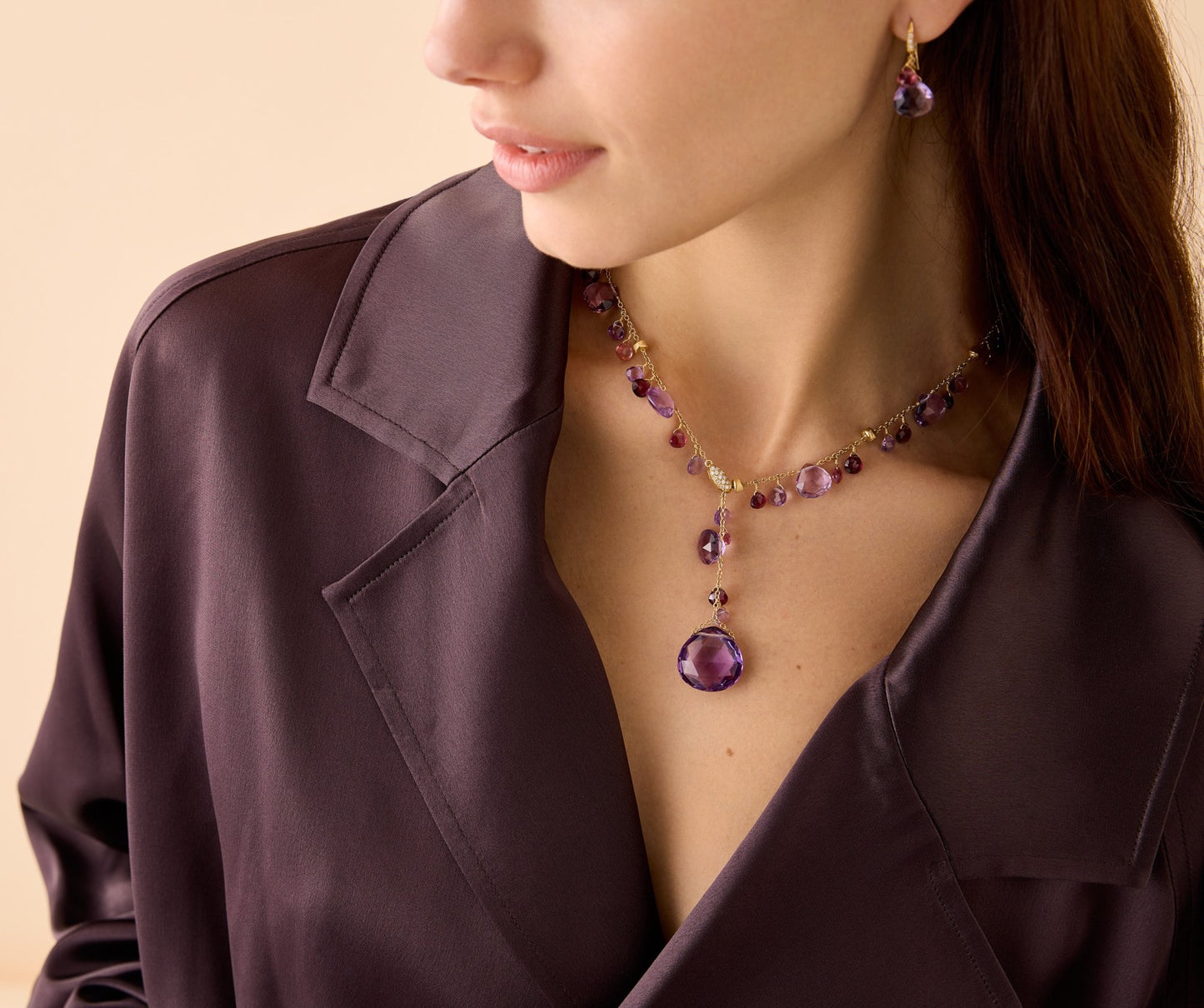 Marco Bicego's 18K Yellow Gold Paradise Gemstone & Diamond Lariat Necklace