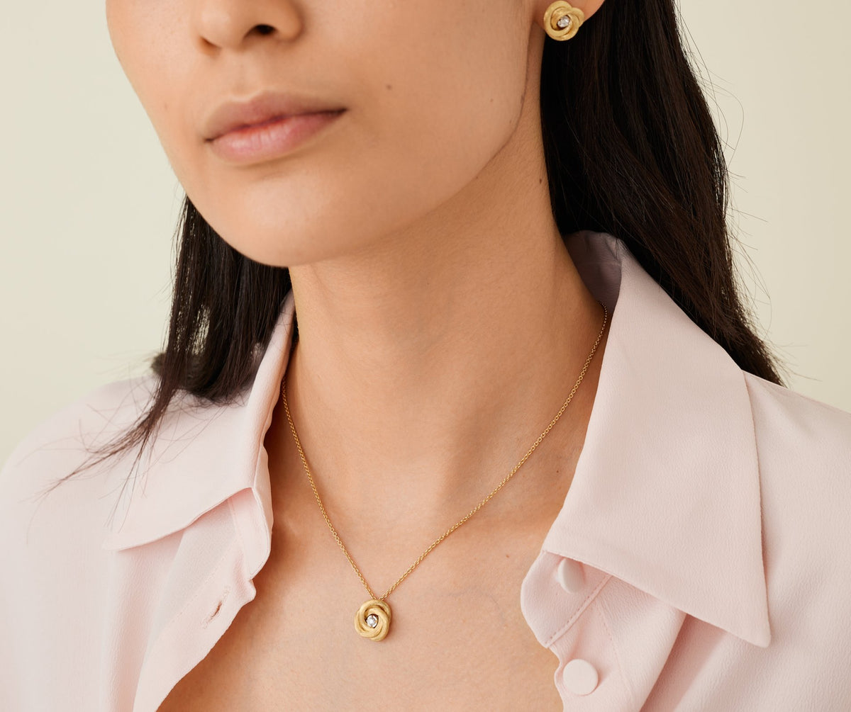 Marco Bicego's 18K Two-tone Jaipur Link Diamond Floral Pendant Necklace