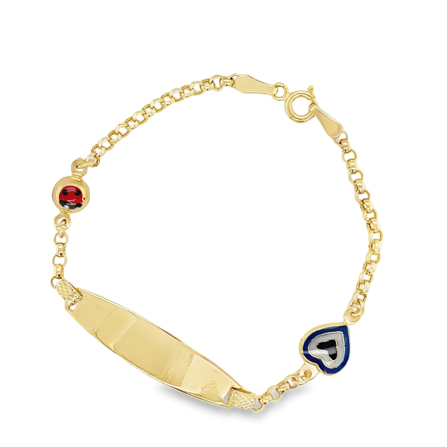 Jai’s 14K Yellow Gold Baby ID & Lady Bug Cable Chain Bracelet