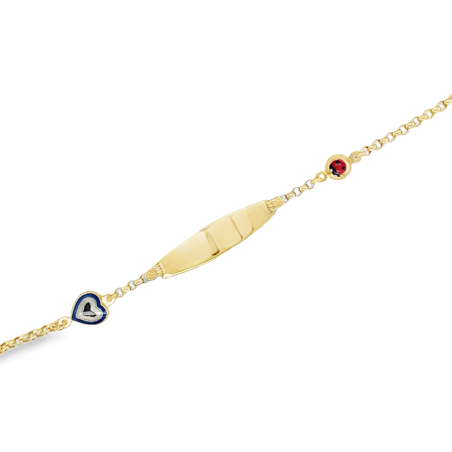 Jai’s 14K Yellow Gold Baby ID & Lady Bug Cable Chain Bracelet