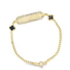 Jai’s 14K Yellow Gold Baby ID & Black Clover Curb Chain Bracelet