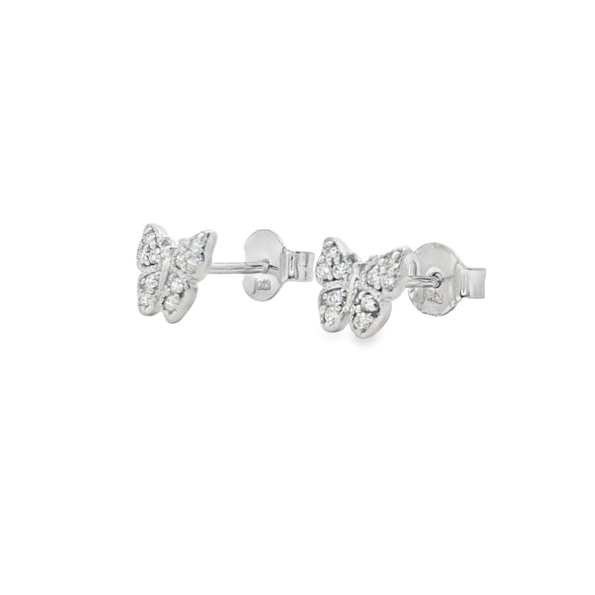 Jai's 14K White Gold Diamond Butterfly Studs