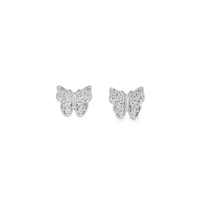 Jai's 14K White Gold Diamond Butterfly Studs