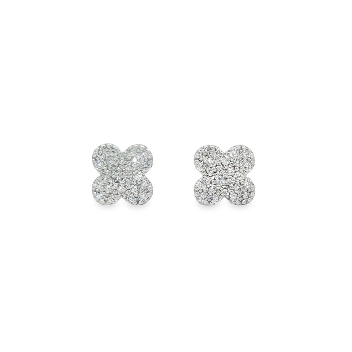 Jai's 14K White Gold Diamond Clover Studs