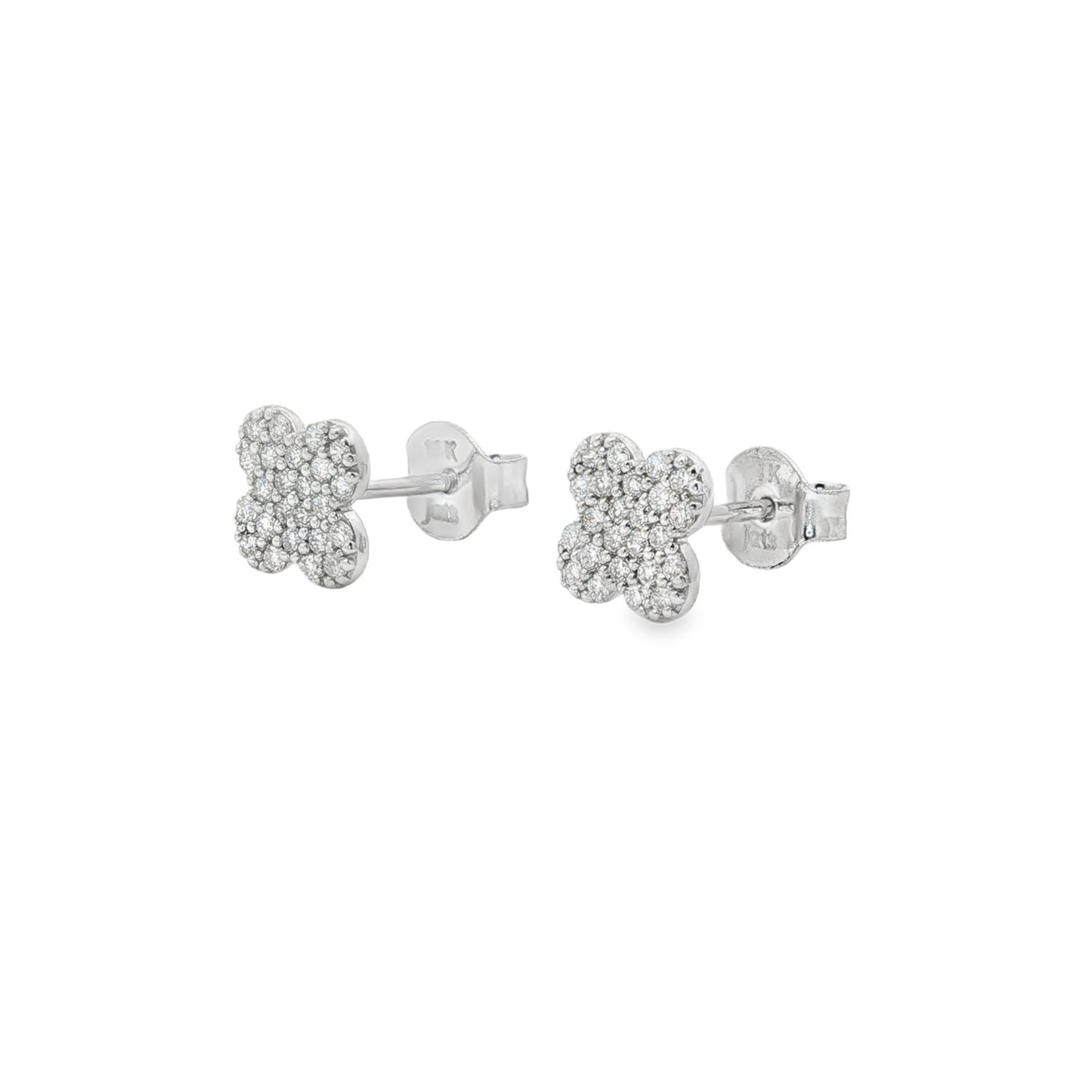 Jai's 14K White Gold Diamond Clover Studs