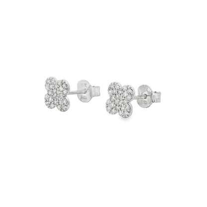 Jai's 14K White Gold Diamond Clover Studs