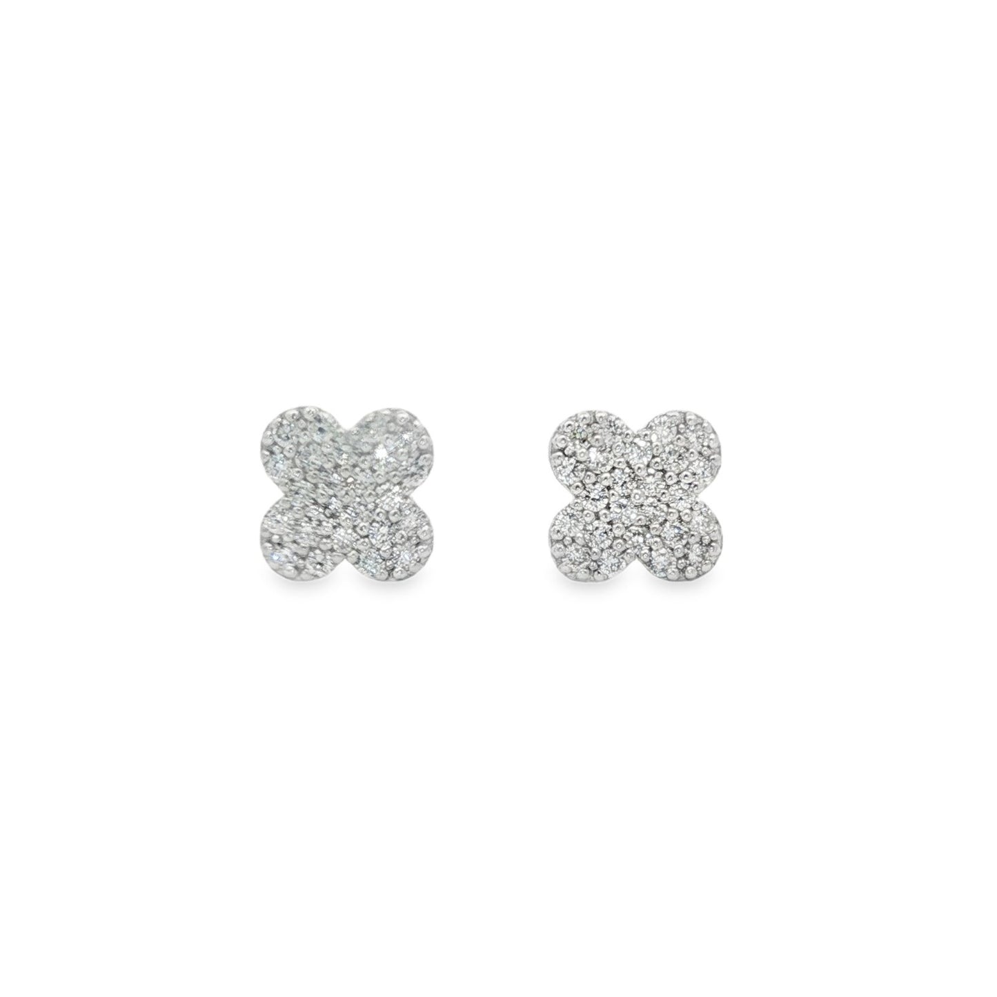 Jai's 14K White Gold Diamond Clover Studs