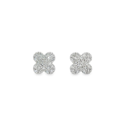 Jai's 14K White Gold Diamond Clover Studs