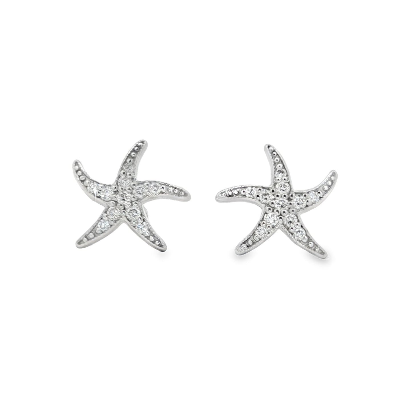 Jai's 14K White Gold Diamond Starfish Studs