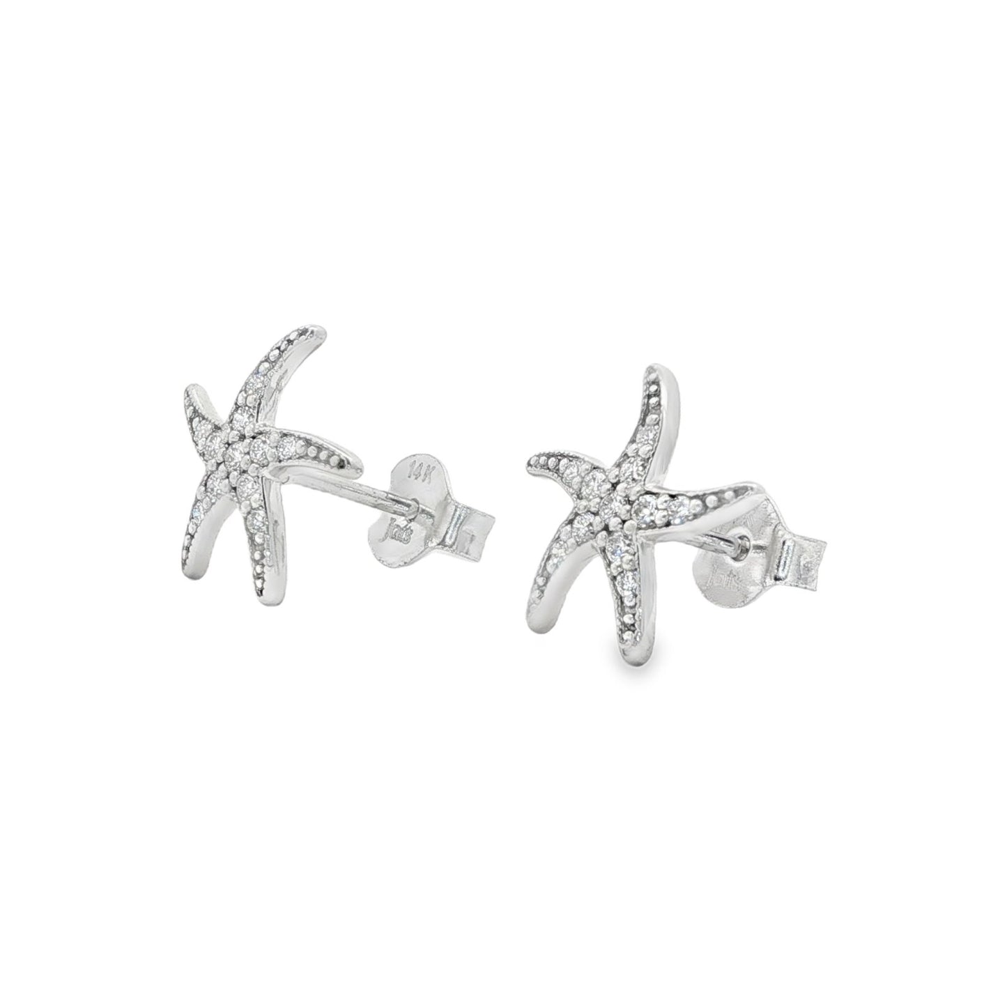Jai's 14K White Gold Diamond Starfish Studs