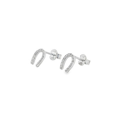 Jai's 14K White Gold Diamond Horseshoe Studs