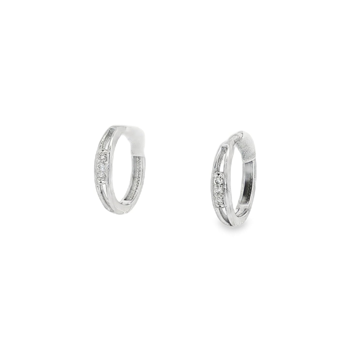 Jai's 14K White Gold Thin Two-strand Diamond Huggies