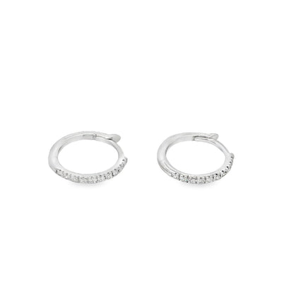 Jai's 14K White Gold Petite Thin Diamond Hoops