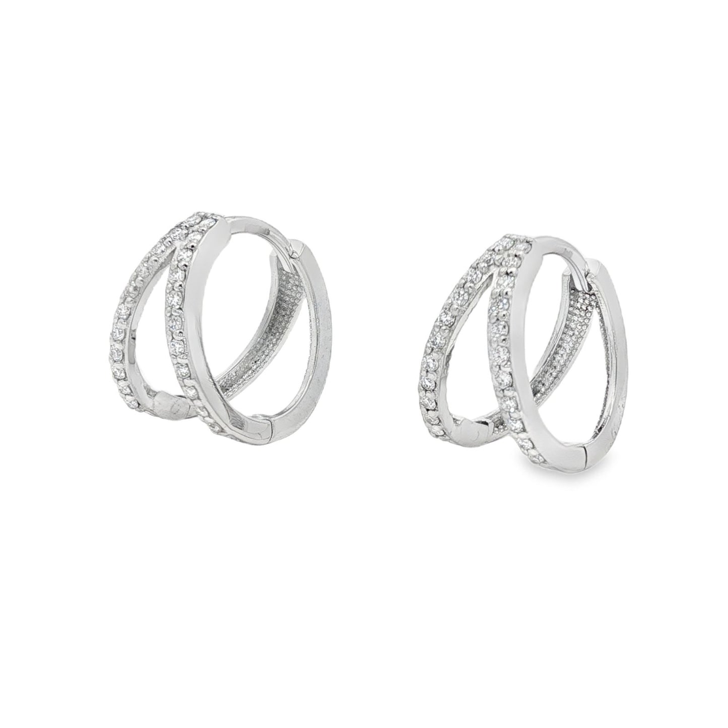 Jai's 14K White Gold Split-shank Diamond Hoops