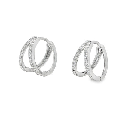 Jai's 14K White Gold Split-shank Diamond Hoops