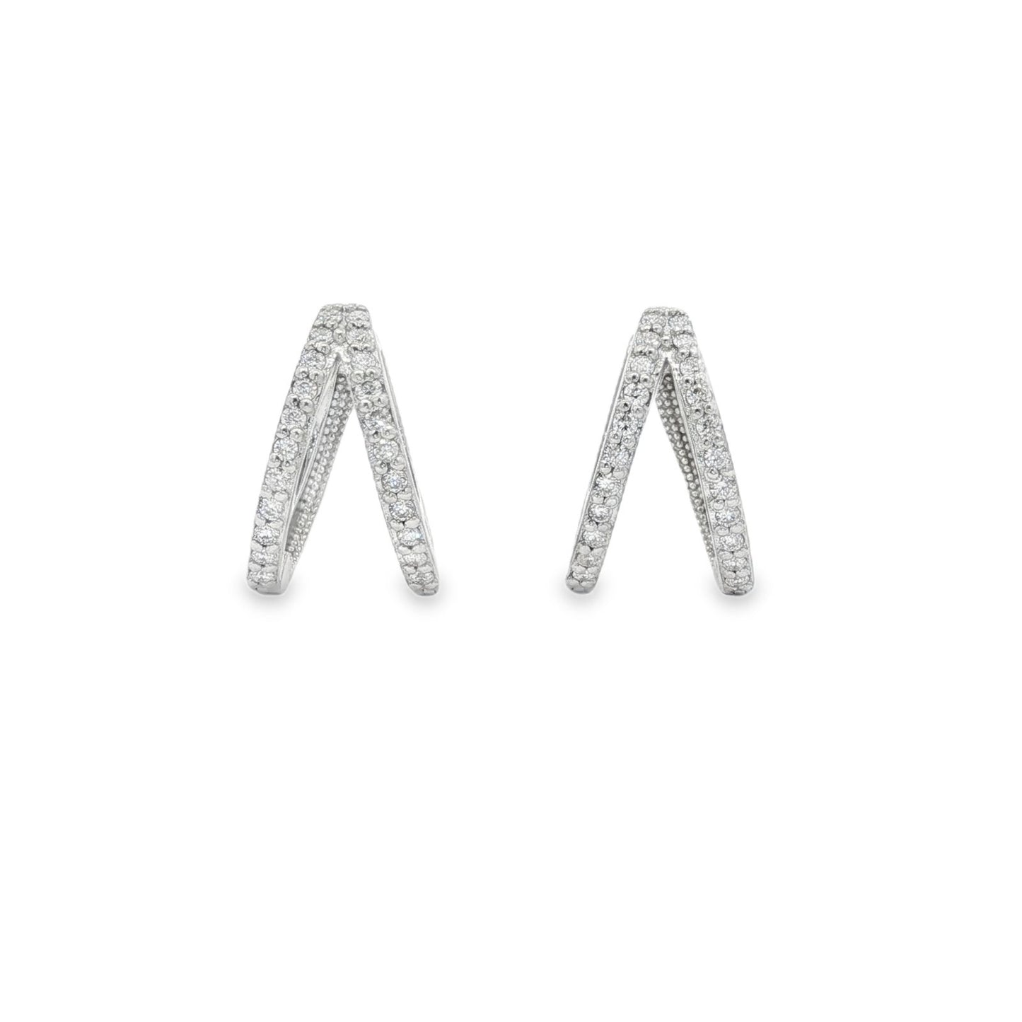 Jai's 14K White Gold Split-shank Diamond Hoops