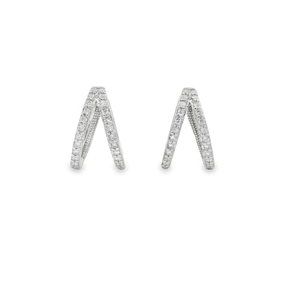 Jai's 14K White Gold Split-shank Diamond Hoops