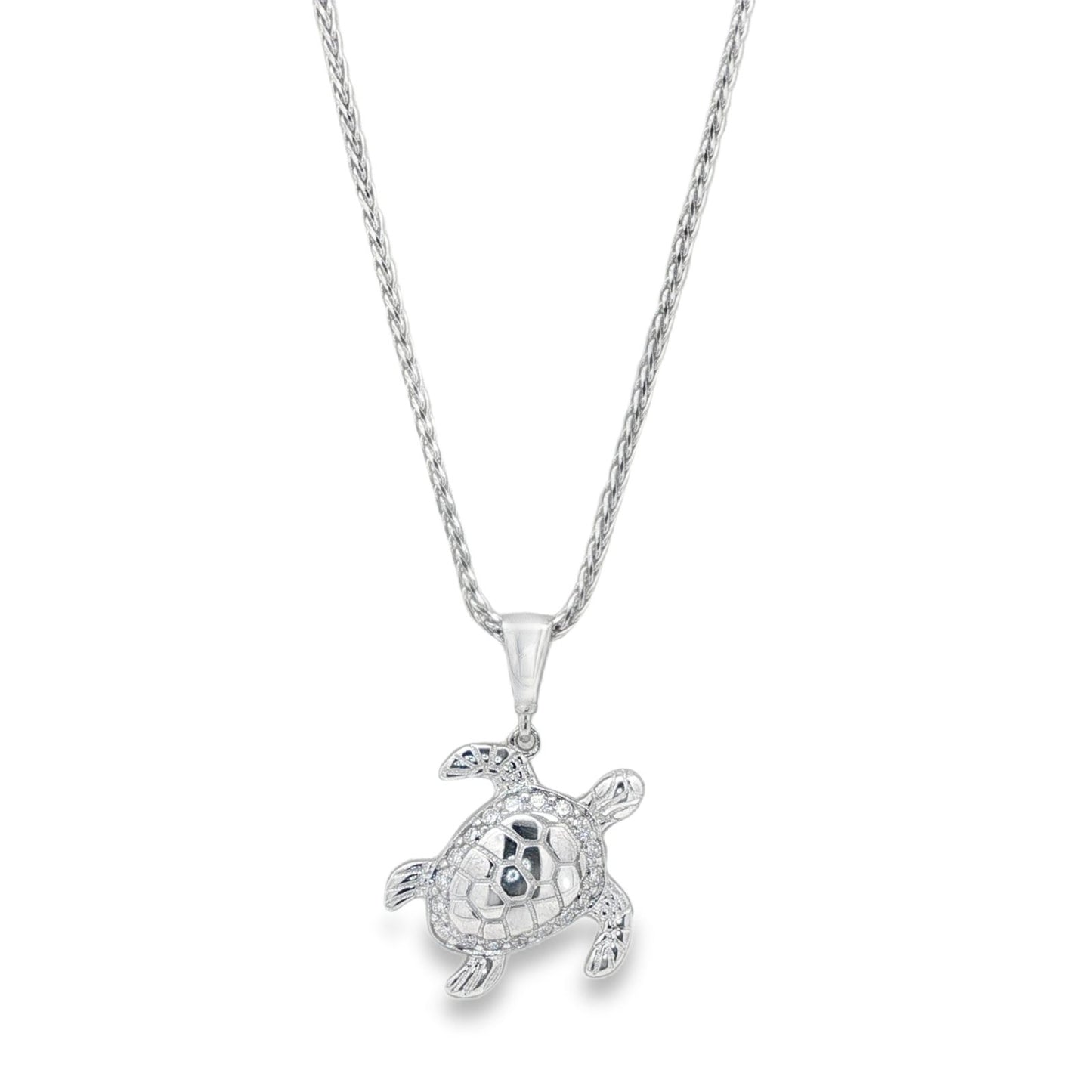 Jai's 14K White Gold Petite Diamond Turtle Pendant