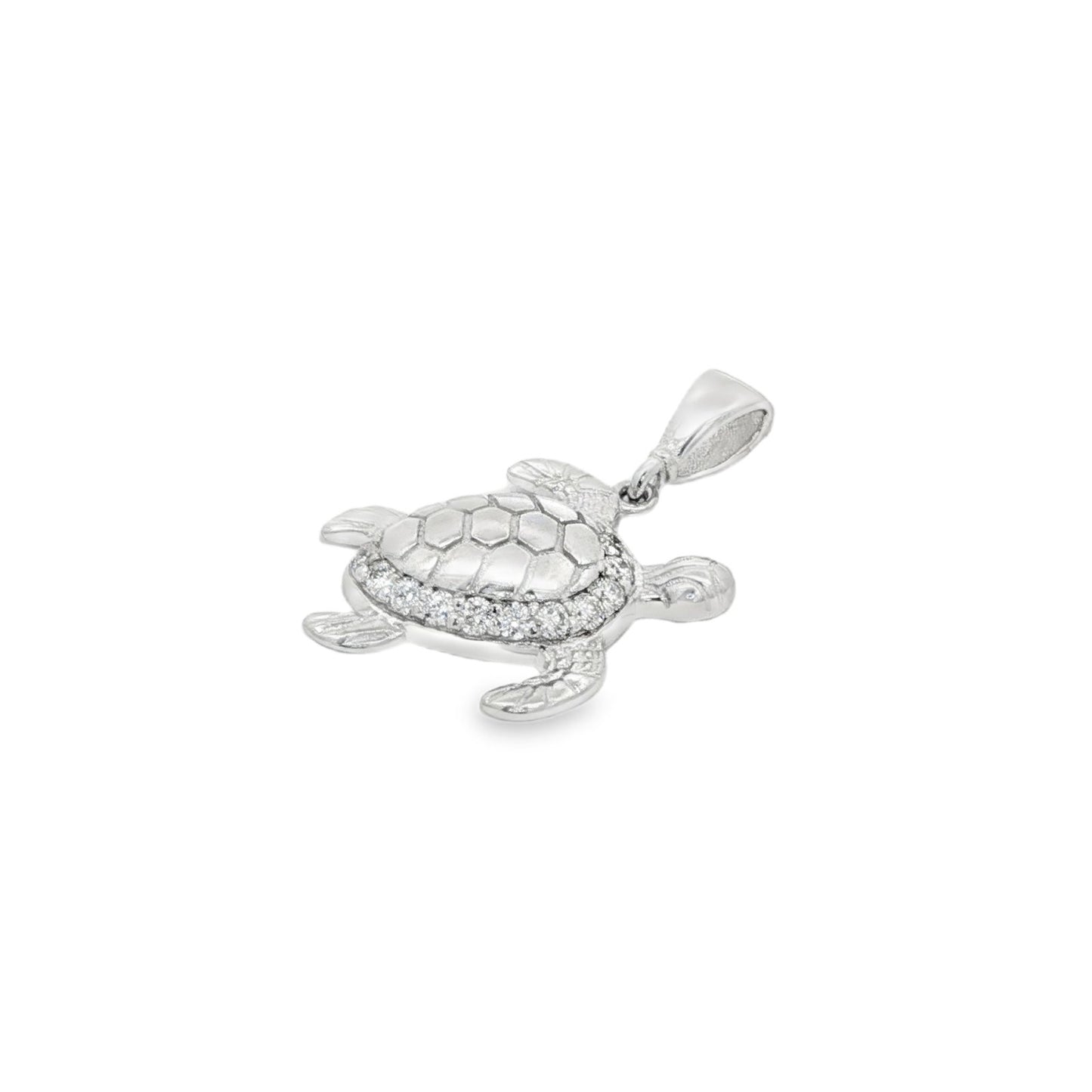 Jai's 14K White Gold Petite Diamond Turtle Pendant