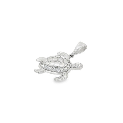 Jai's 14K White Gold Petite Diamond Turtle Pendant