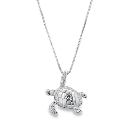 Jai's 14K White Gold Diamond Turtle Pendant