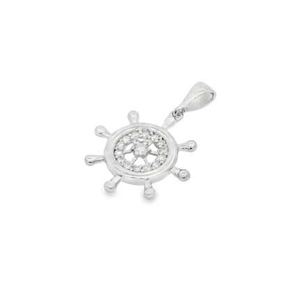 Jai's 14K White Gold Diamond Ship Wheel Pendant