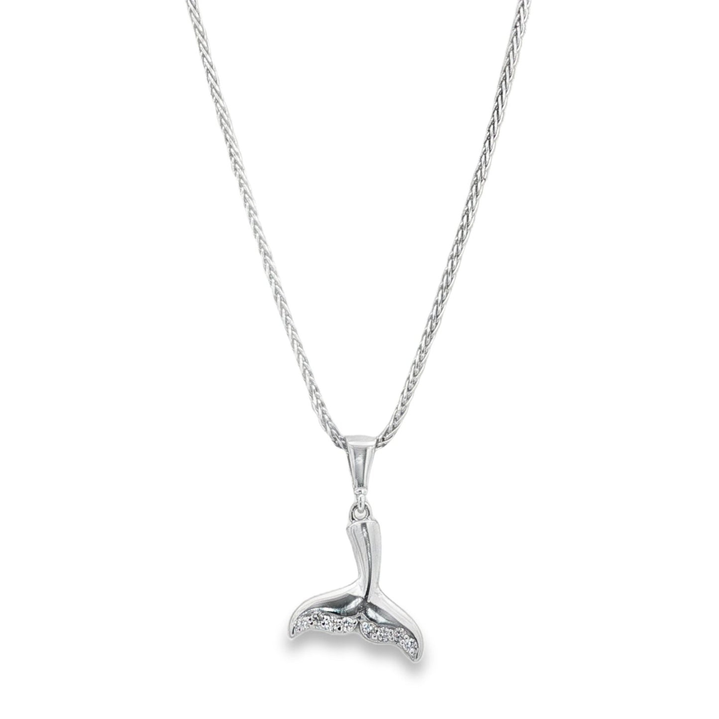 Jai's 14K White Gold Diamond Whale Tail Pendant