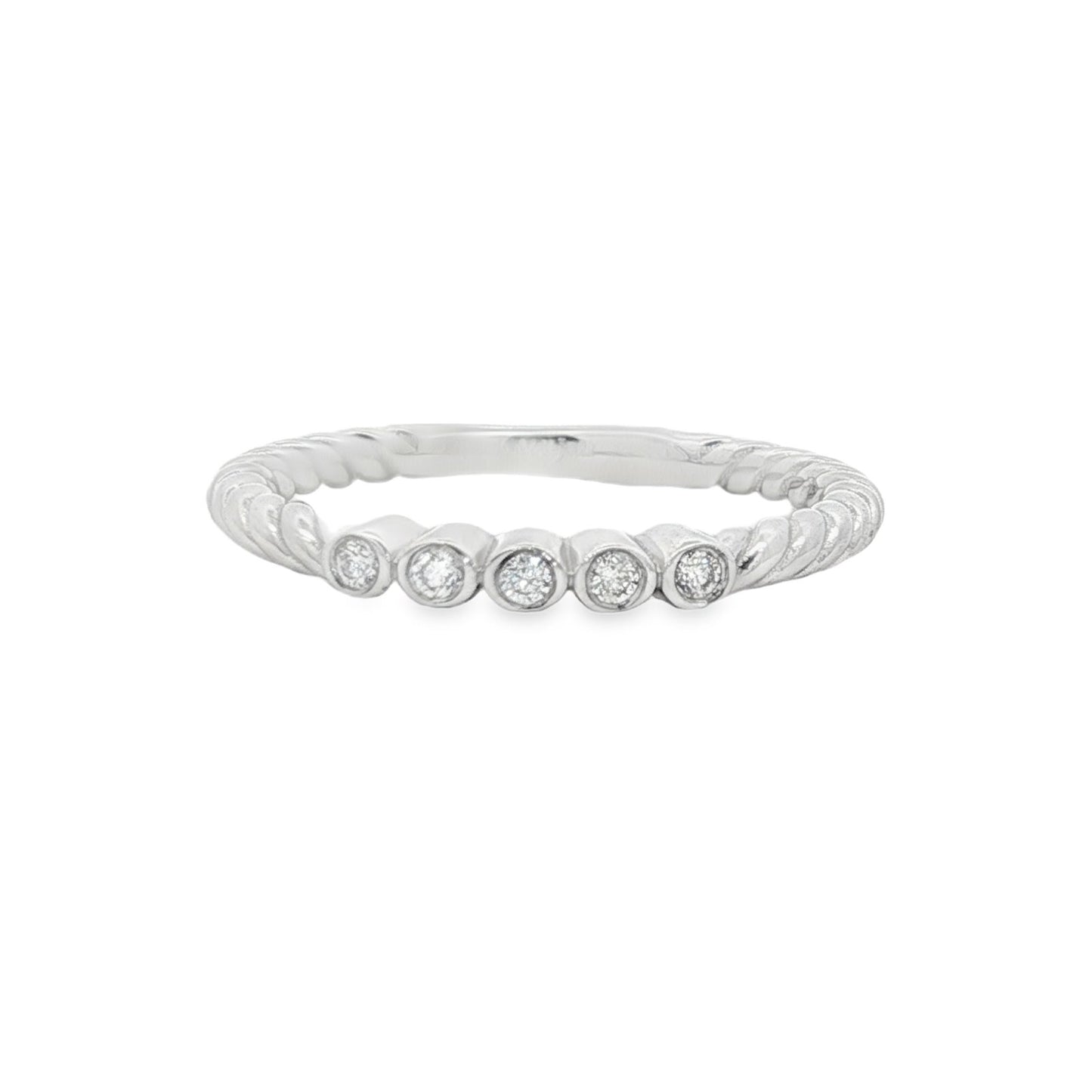 Jai's 14K White Gold Petite Twisted Diamond Ring