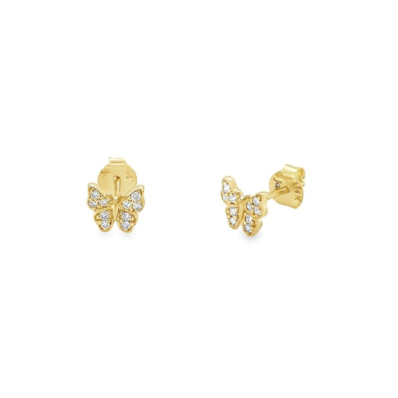 Jai's 14K Yellow Gold Diamond Butterfly Studs