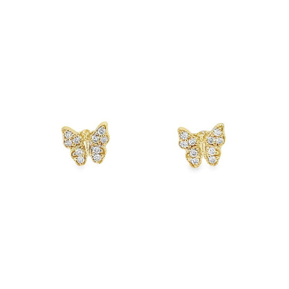 Jai's 14K Yellow Gold Diamond Butterfly Studs