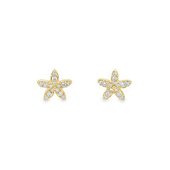 Jai's 14K Yellow Gold Diamond Flower Studs