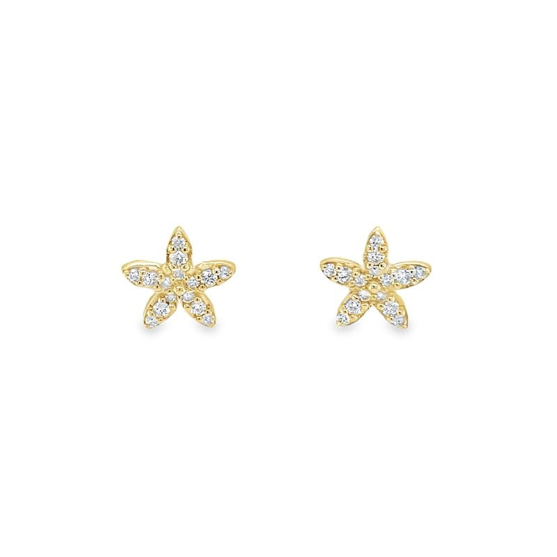 Jai's 14K Yellow Gold Diamond Flower Studs