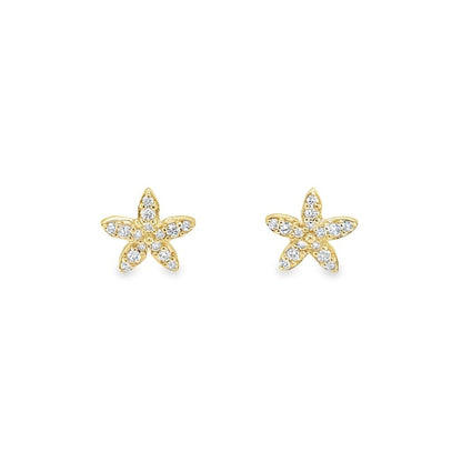 Jai's 14K Yellow Gold Diamond Flower Studs