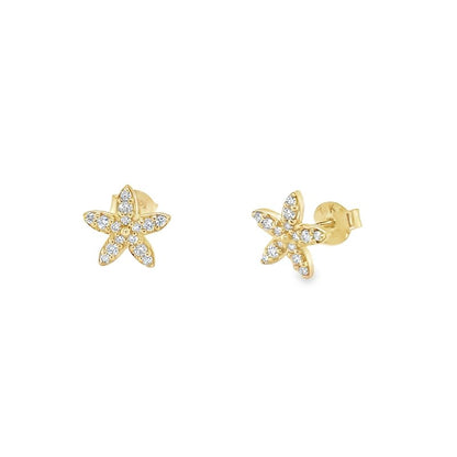 Jai's 14K Yellow Gold Diamond Flower Studs
