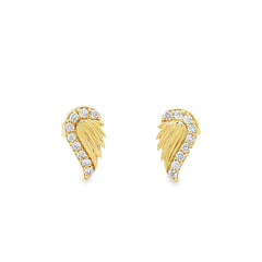 Jai's 14K Yellow Gold Diamond Angel Wings Studs