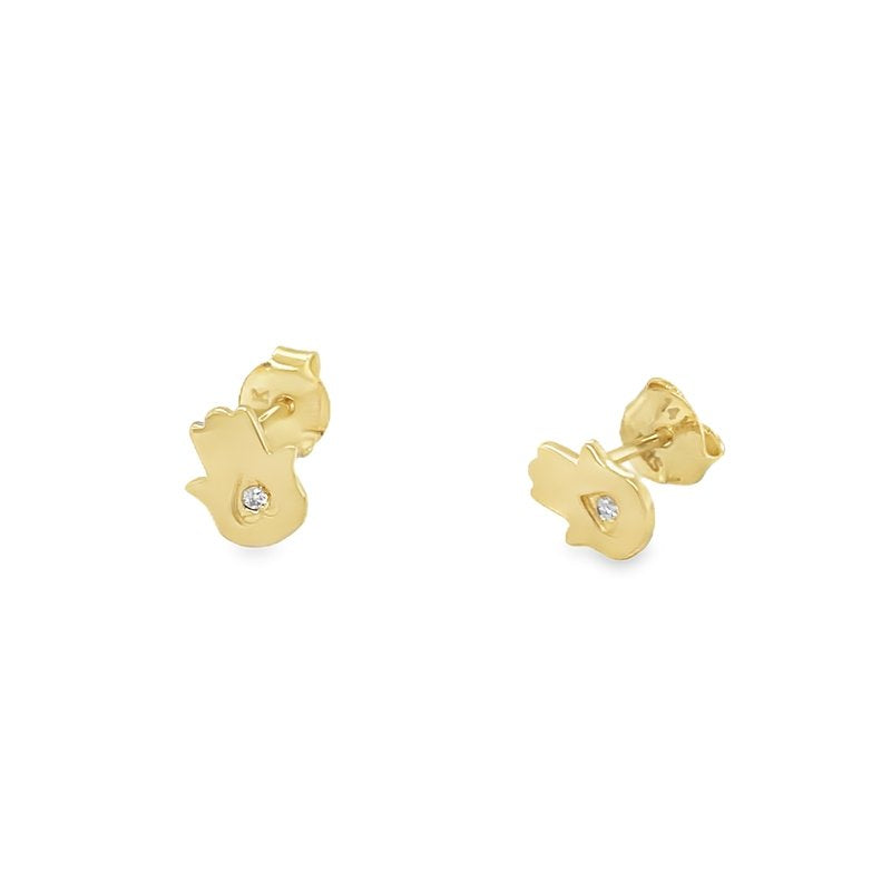 Jai's 14K Yellow Gold Diamond Hamsa Hand Studs