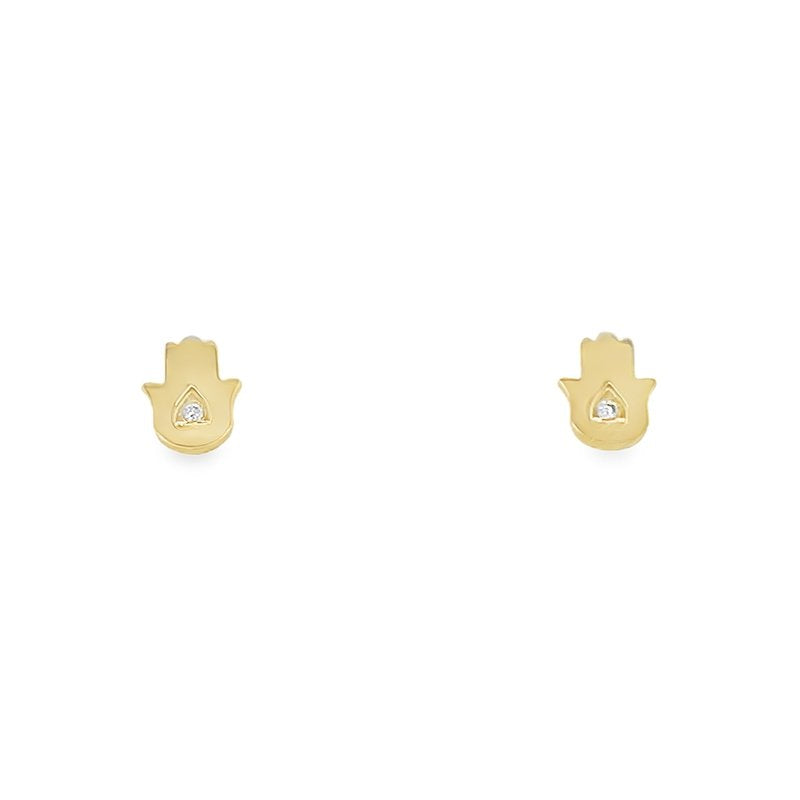 Jai's 14K Yellow Gold Diamond Hamsa Hand Studs