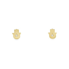 Jai's 14K Yellow Gold Diamond Hamsa Hand Studs