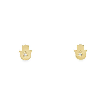 Jai's 14K Yellow Gold Diamond Hamsa Hand Studs