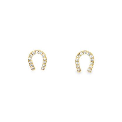 Jai's 14K Yellow Gold Diamond Horseshoe Studs