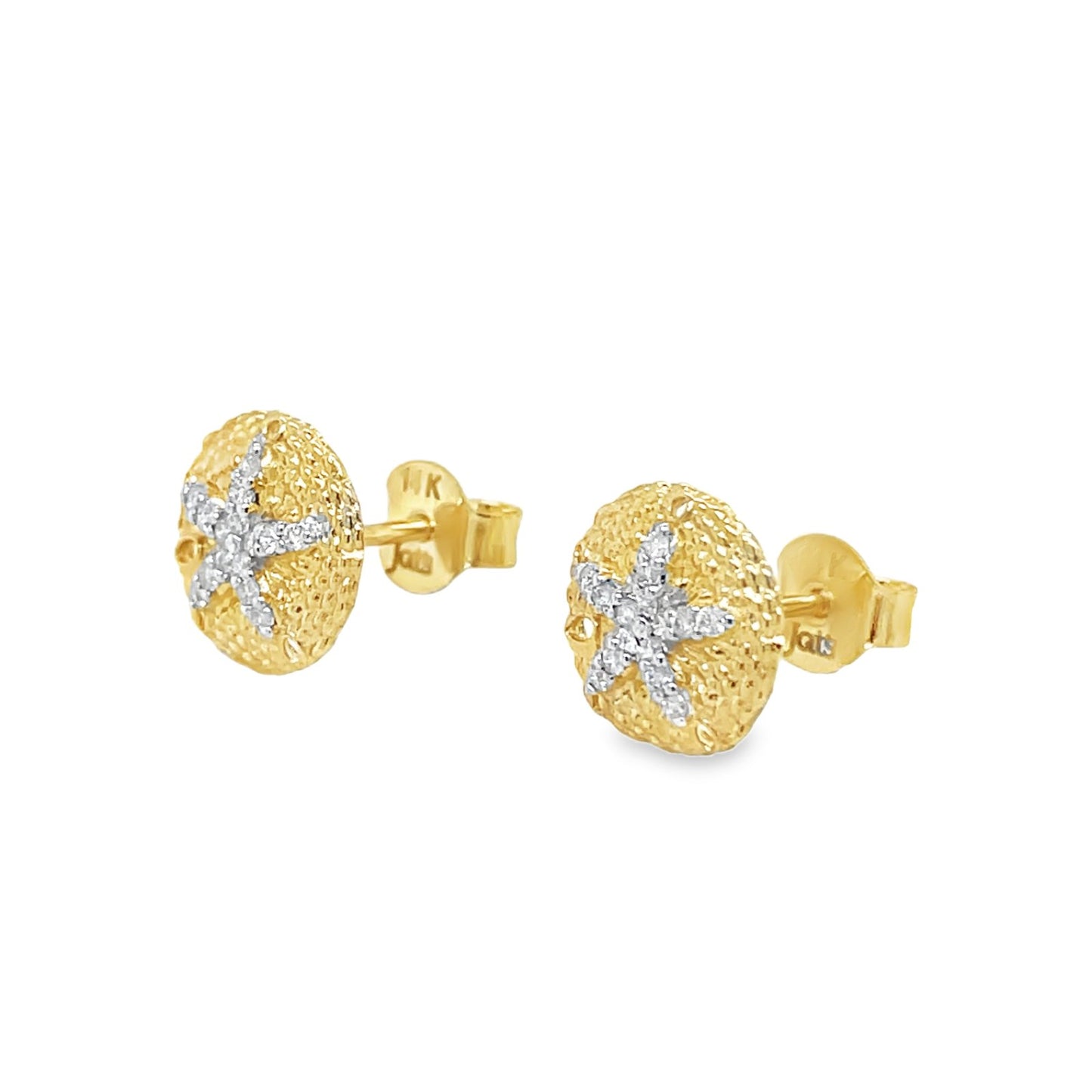 Jai's 14K Yellow Gold Diamond Sand Dollar Studs